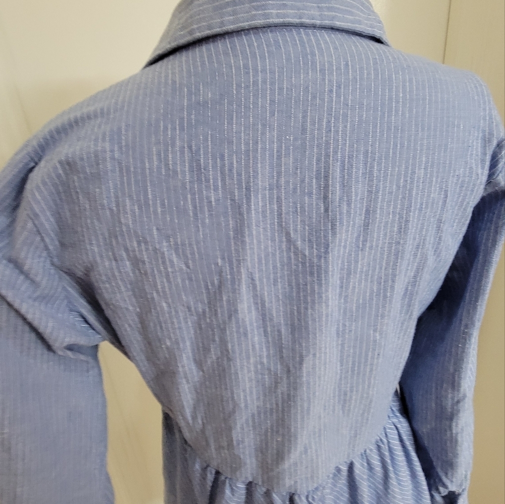 Love Notes Collared Stripes Button Down Peplum To… - image 8